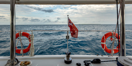 Yacht in the Pacific Ocean, Port Douglas, Queensland, Australiaのeditorial素材