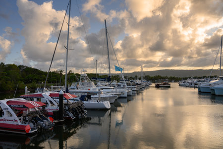 Boats at marina, Crystalbrook Superyacht Marina, Port Douglas, Queensland, Australiaのeditorial素材