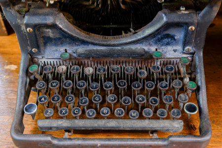 Close-up of an antique typewriter, Queensland, Australiaのeditorial素材