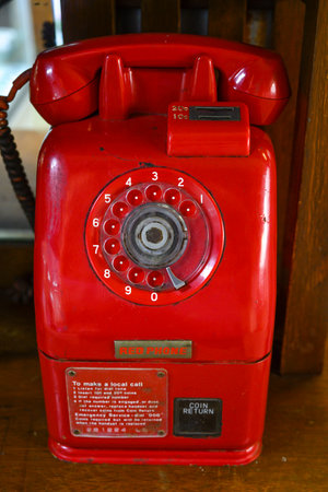Close-up of coin operated phone, Queensland, Australiaのeditorial素材