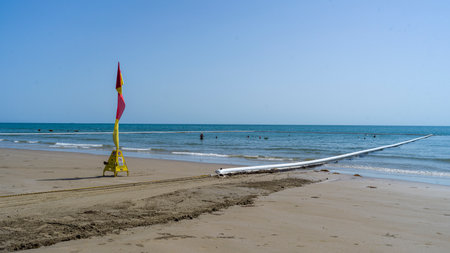 People in the ocean at Four Mile Beach, Port Douglas, Far North Queensland, Queensland, Australiaのeditorial素材