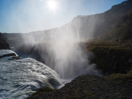 Scenic view of Gullfoss Falls, Hvita River, Blaskogabyggo, Southern Region, Iceland