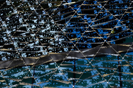 Close-up of a metal fence, Wynyard Quarter, Auckland Central, Auckland, North Island, New Zealandのeditorial素材