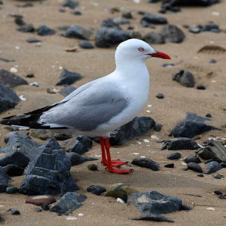 Seagull on the coast, Paihia, Bay of Islands, Far North District, North Island, New Zealandのeditorial素材