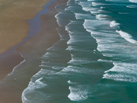 Surf on the beach, Cape Reinga, Aupouri Peninsula, Far North District, North Island, New Zealandのeditorial素材