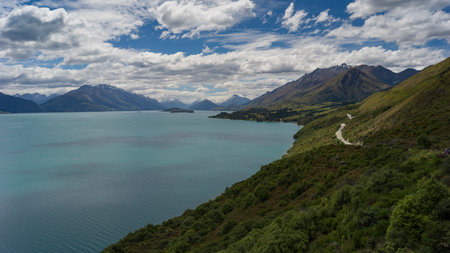 View of Lake Wakatipu, Queenstown, Otago Region, South Island, New Zealandのeditorial素材