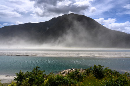 Scenic view of beach, Haast Beach, Haast, Wanaka, West Coast Region, South Island, New Zealandのeditorial素材