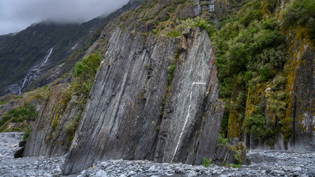 Rock formations, Franz Josef Glacier Walk, Westland Tai Poutini National Park, South Island, New Zealandのeditorial素材