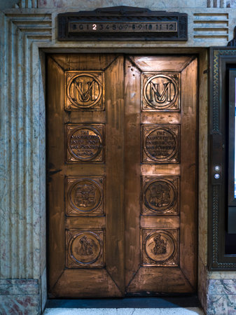 Closed elevator door of building, Melbourne, State Of Victoria, Australia