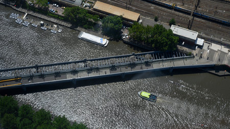 Aerial view of Yarra River from Eureka Tower, Melbourne, State Of Victoria, Australia