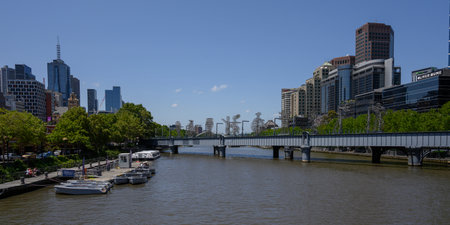 Bridge over Yarra River, Melbourne, State Of Victoria, Australiaのeditorial素材