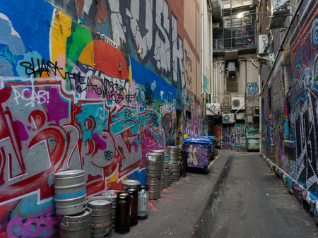 Graffiti on the wall in a street, Melbourne, State Of Victoria, Australiaのeditorial素材