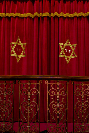 Curtain in a synagogue, Melbourne Hebrew Congregation, Melbourne, State Of Victoria, Australiaのeditorial素材