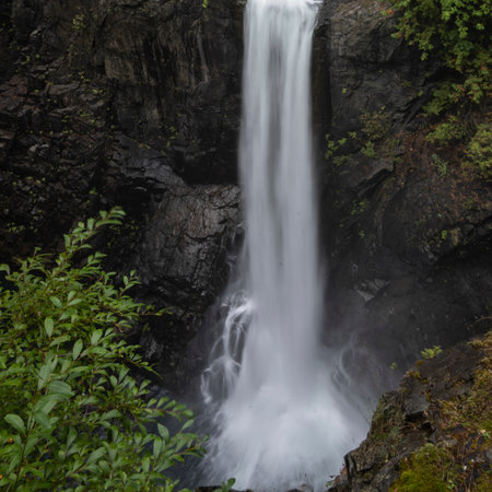 Waterfall at Campbell River, Elk Falls Provincial Park, Vancouver Islandのeditorial素材