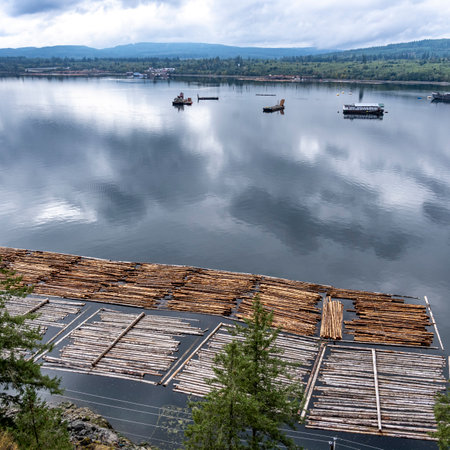 View of Johnstone Strait, Vancouver Island, British Columbiaのeditorial素材