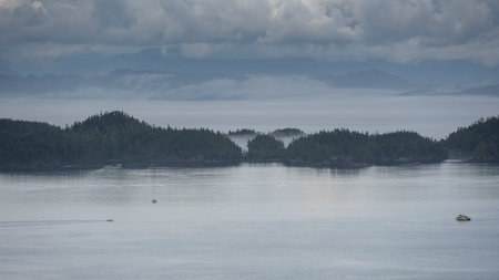 Ocean View along Blink Horn Trail, Telegraph Cove, Johnstone Strait, Vancouver Island, British Columbia, Canadaのeditorial素材