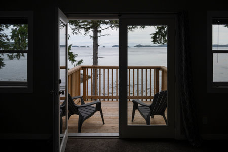 Ocean View from Hidden Cove Lodge, Johnstone Strait, Vancouver Island, British Columbia, Canada, Keith Levitのeditorial素材