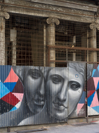 Fencing around an ancient building in Athens Greceのeditorial素材