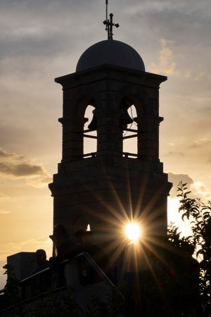 Church Steeple on Lycabettus the highest point in the center of Athensのeditorial素材