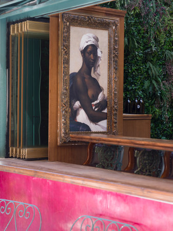 Portrait painting of a woman in a museum in Athens Greeceのeditorial素材