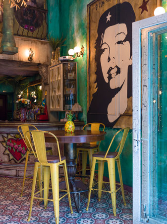 Interior view of a restaurant in Athens, Greeceのeditorial素材