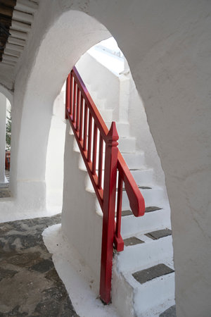 Staircase at The Monastery of Panagia Tourliani, Ano Mera, Mykonos, Greeceのeditorial素材