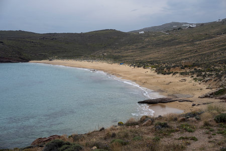 Shoreline of Agios Sostis Beach, Mykonos Island, Greeceのeditorial素材