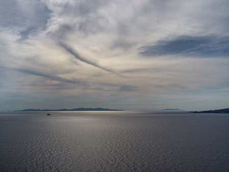 Scenic view of the Aegean Sea from Mykonos Islandのeditorial素材