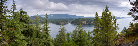 Scenic View along Ripple Rock Hiking Trail, Johnstone Strait, Vancouver Island, British Columbia, Canadaのeditorial素材
