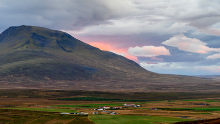 Scenic view of landscape, Hunaï¿½ing Vestra, Northwestern Region, Icelandのeditorial素材