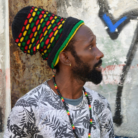 Man wearing a colorful hat, Havana, Cuba