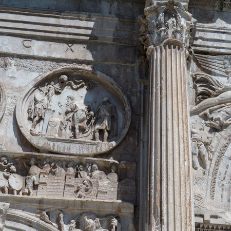 Partial view of the Arch of Constantine, Celio, Rome, Italyのeditorial素材