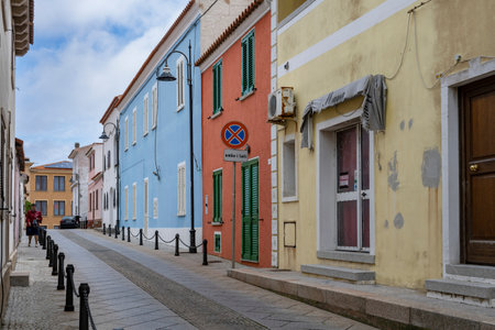 Street in Santa Teresa Gallura, a town on the northern tip of Sardinia, on the Strait of Bonifacio, in the province of Sassari, Italyのeditorial素材