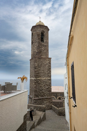 Bell tower at  Castelsardo, Sardinia, Italyのeditorial素材