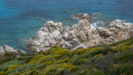 View from a hiking trail along the coast, Santa Teresa Gallura, Sassari, Sardinia, Italyのeditorial素材