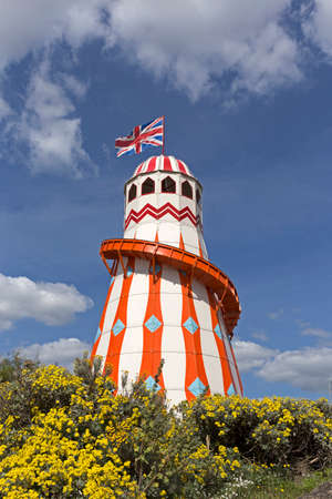 Weston-super-Mare, UK - June 22, 2019: A helter-skelter on the Beach Lawns during the annual Weston Air Festival.のeditorial素材