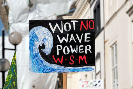 Weston-super-Mare, UK - March 30, 2019: A placard at a demonstration against climate change  organised by Extinction Rebellion Weston-super-Mare.のeditorial素材