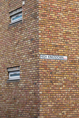 Bristol, UK - August 12, 2015: Brickwork at High Kingsdown, a 1970s housing development near the city centreのeditorial素材