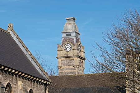 Weston-super-Mare, UK - March 25, 2016: The clock tower of the town hall