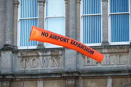 Weston-super-Mare, UK, February 8, 2020: Demonstrators protest against plans for the expansion of...