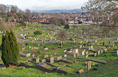 Weston-super-Mare, UK - March 15, 2021: The lower part of Milton Road Cemetery