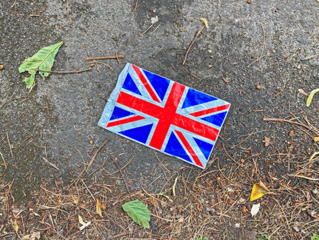 A discarded plastic bag with a Union Flag designの写真素材