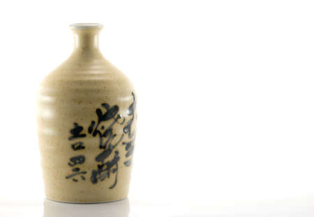 single clay japanese sake bottleの写真素材