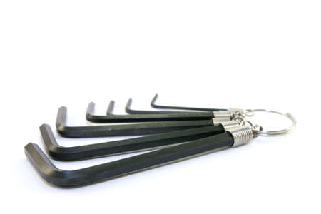 Set of black allen keys on a white backgroundの写真素材