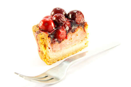 Slice of pork pie and a forkの写真素材