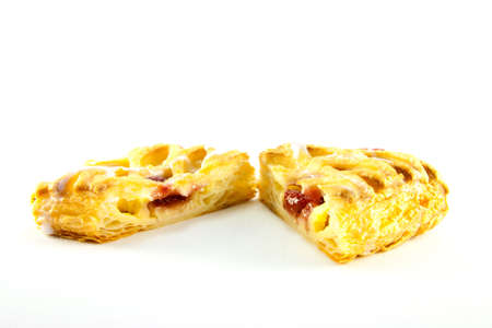 Raspberry and custard danish cut in half 