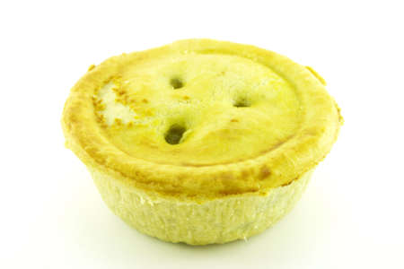 Small round meat pie on a white backgroundの写真素材