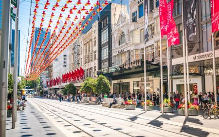 4 January 2019, Melbourne Vic Australia : View of Bourke shopping street in Melbourne Victoria Australiaのeditorial素材