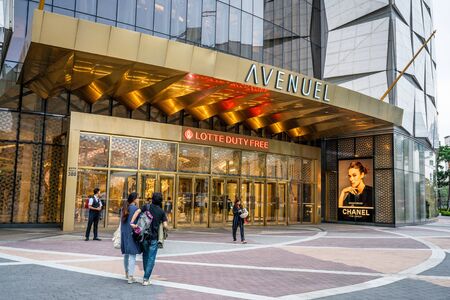 Seoul Korea , 20 September 2019 : Lotte dutty free entrance Avenuel branch a department store in...