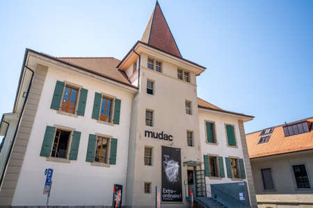Lausanne Switzerland, 25 June 2020: Exterior view of the MUDAC Museum of Contemporary Design and...